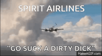 Spirit Airlines Plane Flying Through Clouds GIF