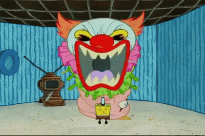 SpongeBob And Clown With Huge Mouth GIF