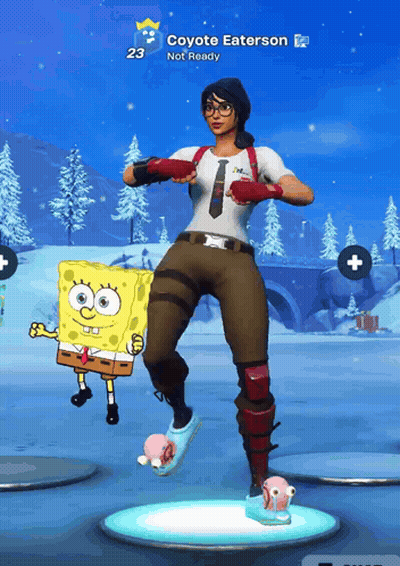Spongebob And Coyote Eaterson Are Dancing In A Game GIF
