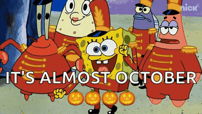 Spongebob And Friends Saying It's Almost October GIF