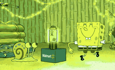 SpongeBob And Gary Dancing By Walmart Box GIF