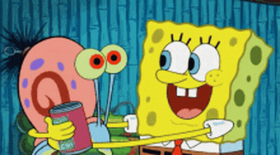 Spongebob And Gary From Spongebob Squarepants Are Hugging GIF
