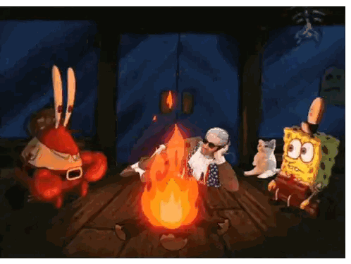 SpongeBob And Krabby Krab Around Fire Sticker