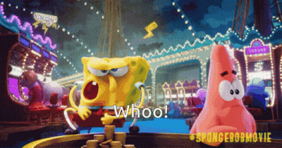 Spongebob And Patrick Are Playing A Game With The Words Whoo On The Bottom GIF