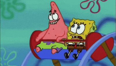 Spongebob And Patrick Are Sitting On A Chair GIF