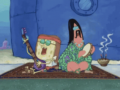 Spongebob And Patrick Are Sitting On A Rug Playing Instruments GIF