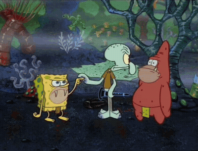 Spongebob And Patrick Are Standing Next To Each Other In A Cartoon GIF