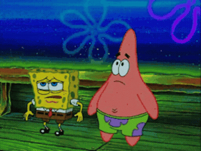 Spongebob And Patrick Are Standing Next To Each Other In A Cartoon Scene GIF