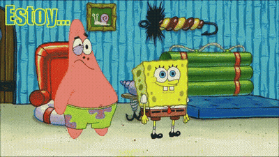 Spongebob And Patrick Are Standing Next To Each Other With The Word Estoy Above Them GIF