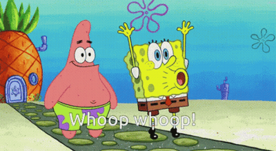 Spongebob And Patrick Are Standing Next To Each Other With The Words Whoop Whoop On The Bottom GIF