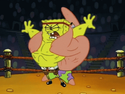 Spongebob And Patrick Are Wrestling In A Boxing Ring GIF