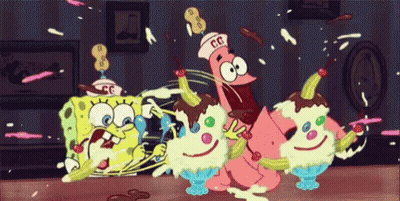 SpongeBob And Patrick Dancing With Ice Cream GIF