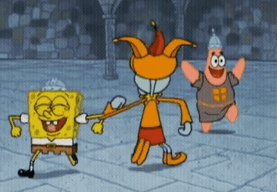 SpongeBob And Patrick Dancing With Jester GIF