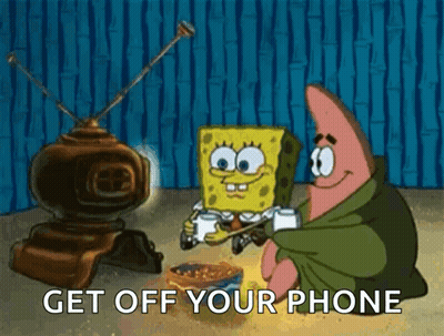 Spongebob And Patrick From Spongebob Squarepants Are Sitting Next To Each Other Eating Cereal And Playing Video Games . GIF