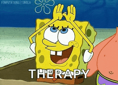 Spongebob And Patrick From Spongebob Squarepants Are Sitting On The Beach . GIF