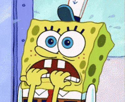 SpongeBob And Patrick In Rain In Front Of Statue GIF
