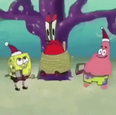 SpongeBob And Patrick In Santa Hats GIF