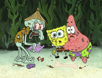 Spongebob And Patrick Next To Squidward GIF