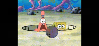 Spongebob And Patrick Playing Bowling In Hole GIF