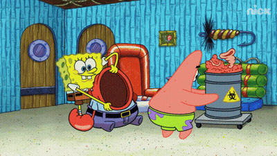 SpongeBob And Patrick Playing With Barrel GIF