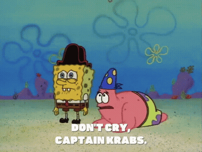 SpongeBob And Patrick Saying Don't Cry Captain Krabs GIF