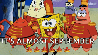 Spongebob And Patrick Saying It's Almost September GIF