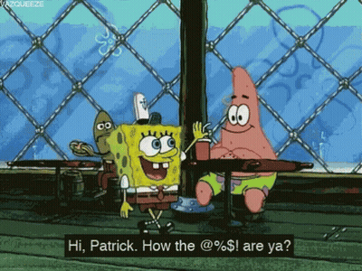SpongeBob And Patrick Sitting At Table GIF
