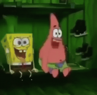SpongeBob And Patrick Sitting On Shelf GIF