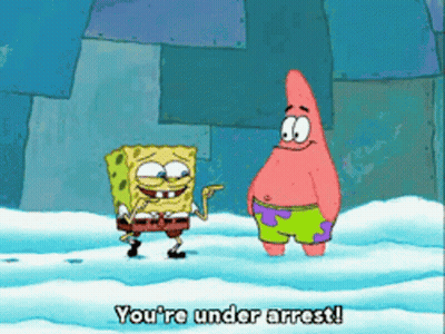 SpongeBob And Patrick Standing In Water Patrick Says Youre Under Arrest GIF