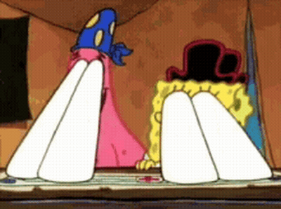 SpongeBob And Patrick Standing On Table GIF