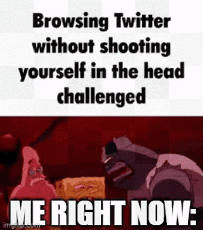 SpongeBob And Patrick Talking About Browsing Twitter Without Shooting Yourself In The Head GIF
