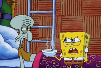 Spongebob And Squidward Are Standing Next To Each Other In A Cartoon Scene GIF
