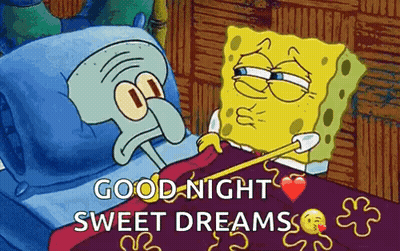 Spongebob And Squidward From Spongebob Squarepants Are Laying In A Bed . GIF
