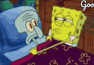 Spongebob And Squidward From Spongebob Squarepants Are Laying In A Bed GIF