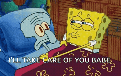 Spongebob And Squidward From Spongebob Squarepants Are Laying In A Bed Together . GIF