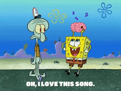 Spongebob And Squidward From Spongebob Squarepants Are Singing A Song Together GIF