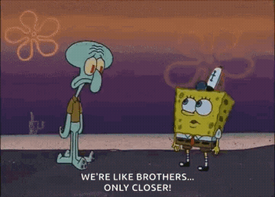 Spongebob And Squidward From Spongebob Squarepants Are Standing Next To Each Other . GIF
