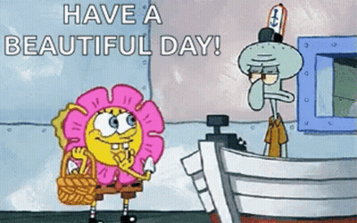 Spongebob And Squidward From Spongebob Squarepants Are Standing Next To Each Other In Front Of A Boat . GIF