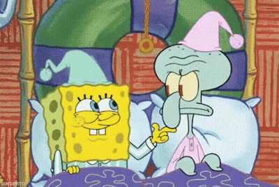 Spongebob And Squidward Holding Hands In Bed GIF