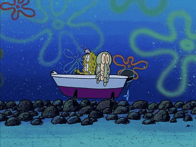 Spongebob And Squidward In A Boat GIF