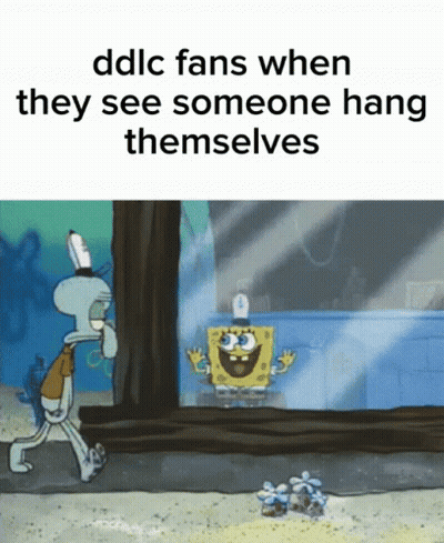 SpongeBob And Squidward Looking Out Window GIF
