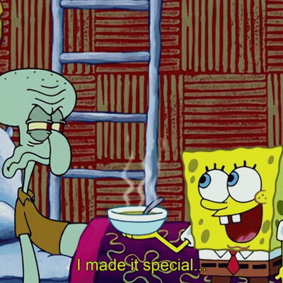Spongebob And Squidward Sitting At Table With Soup GIF