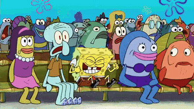 SpongeBob And Squidward Sitting On Bench GIF
