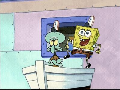 SpongeBob And Squidward Standing GIF