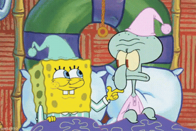 SpongeBob And Squidward Standing In Bed GIF