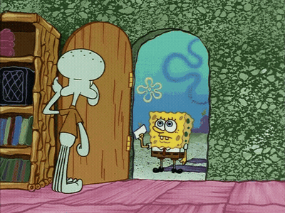 Spongebob And Squidward Standing In Doorway GIF