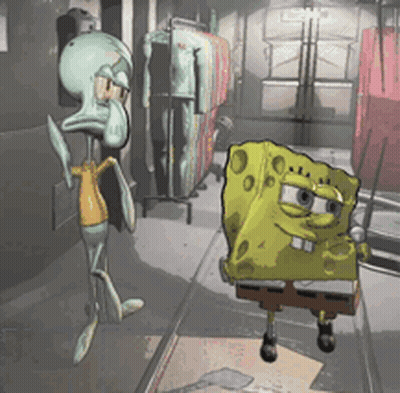 SpongeBob And Squidward Standing Next To Each Other GIF