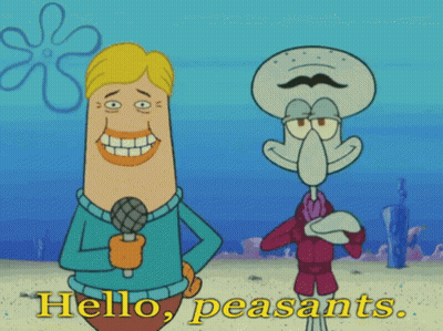 SpongeBob And Squidward Standing Next To Each Other GIF