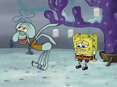Spongebob And Squidward Standing Next To Each Other GIF
