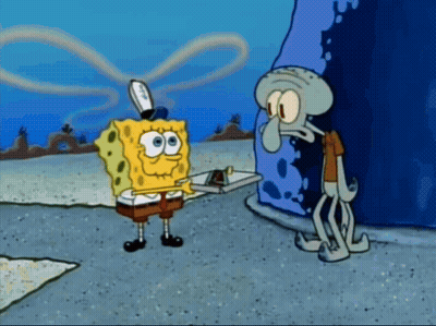 SpongeBob And Squidward Standing Together GIF